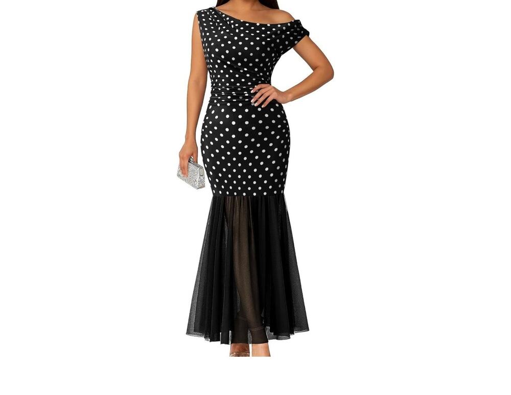 NIB Youtalia Women's Elegant Formal Prom Wedding Maxi Dress Sz Med Black